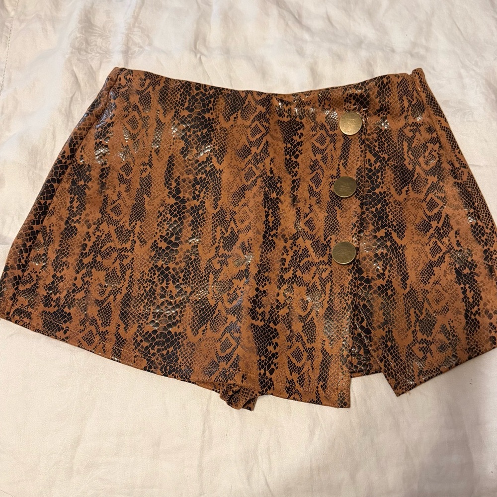 Haute Monde Brown Snake-Print Skirt